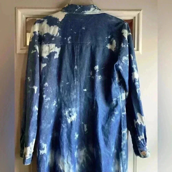 ROBBIE BEE 10 Petite Stone Washed Denim Button Down Shirt Midi Dress - Picture 9 of 12